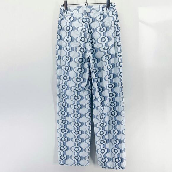 Aritzia Sun-deh Jaden Pants Blue Floral Boho Hippie Straight Leg Size 0 - Picture 3 of 7